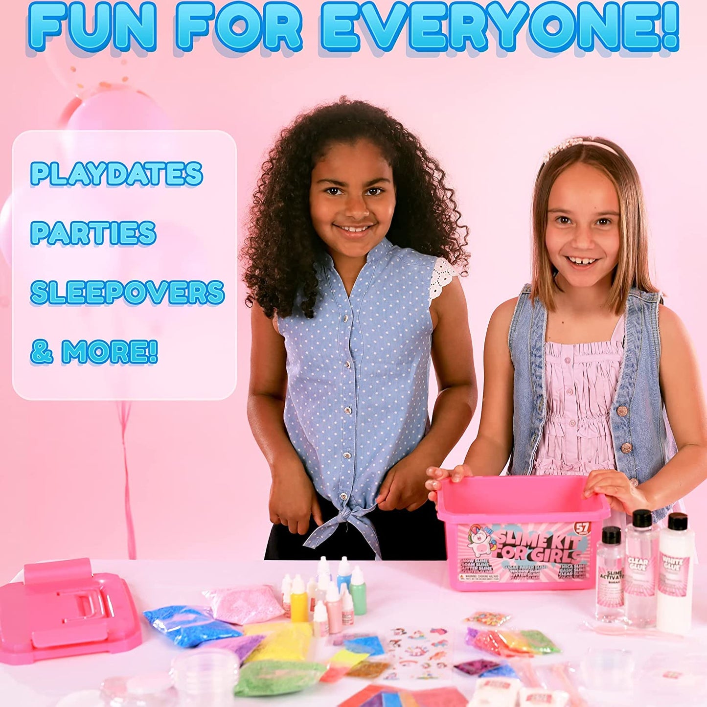 Laevo Unicorn Slime Kit for Girls, 57 Pieces (CLAY NOT INCLUDED)