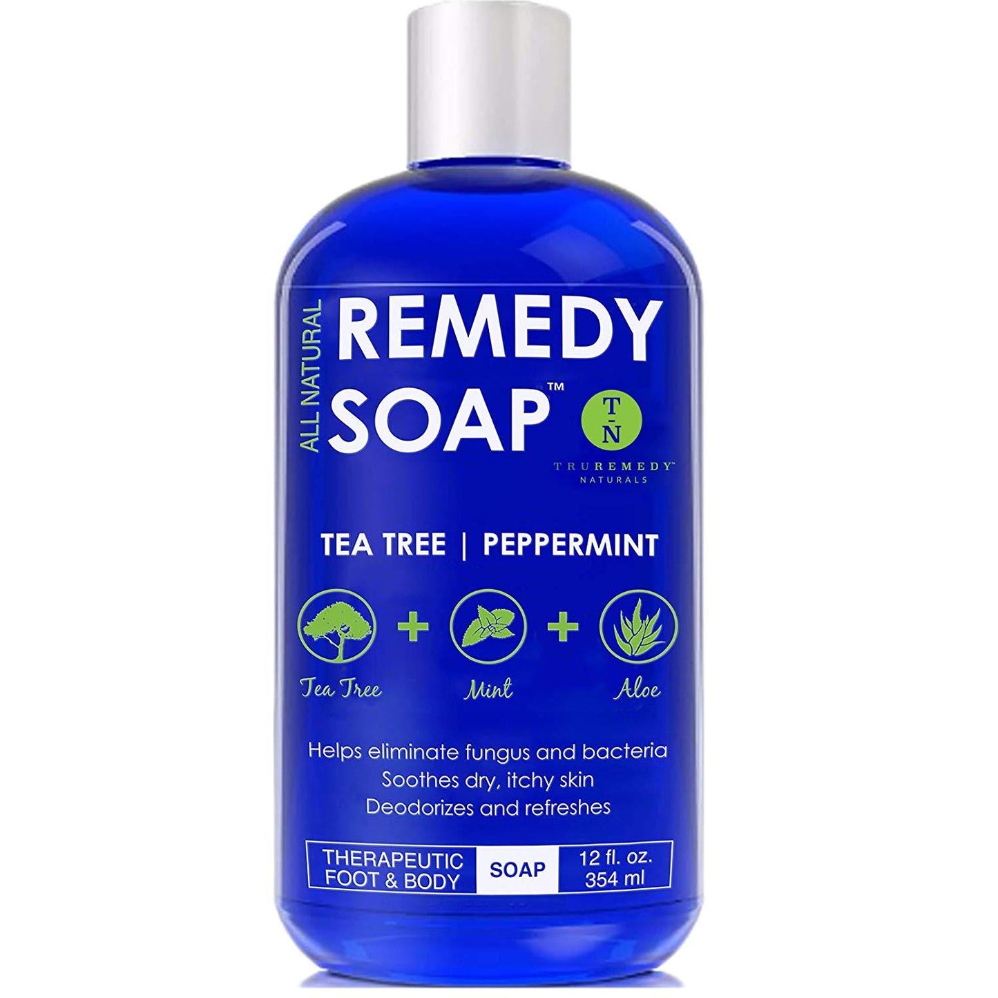 Remedy Soap Tea Tree Oil Body Wash, Helps Body Odor, Athlete’s Foot Natural Mint & Aloe Skin Cleanser 12 oz (Packaging may vary)
