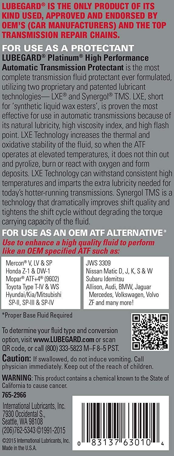 Lubegard 63010 Platinum Universal ATF Protectant 10 fl oz / 296 ml
