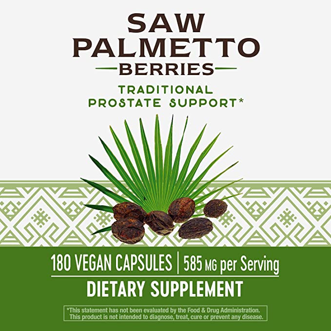 Nature's Way Saw Palmetto Berries 585mg, 180 Vegetarian Capsules (NON-GMO)