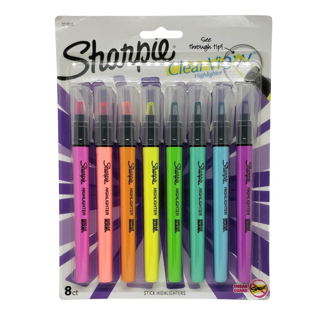 Sharpie Clear View Highlighter Stick Assorted, 8 Count