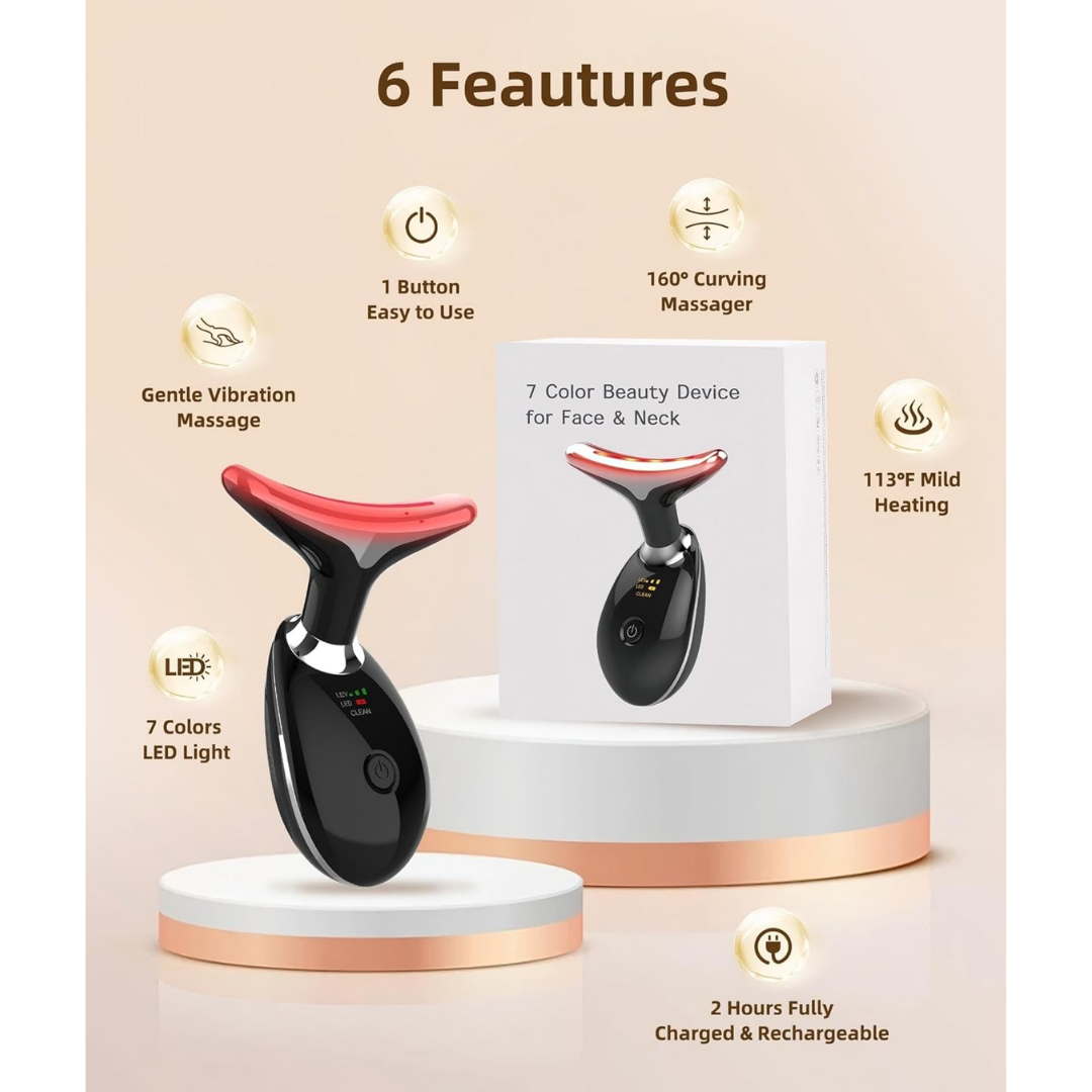Elishine 7 Color LED Facial and Neck Massager, Black