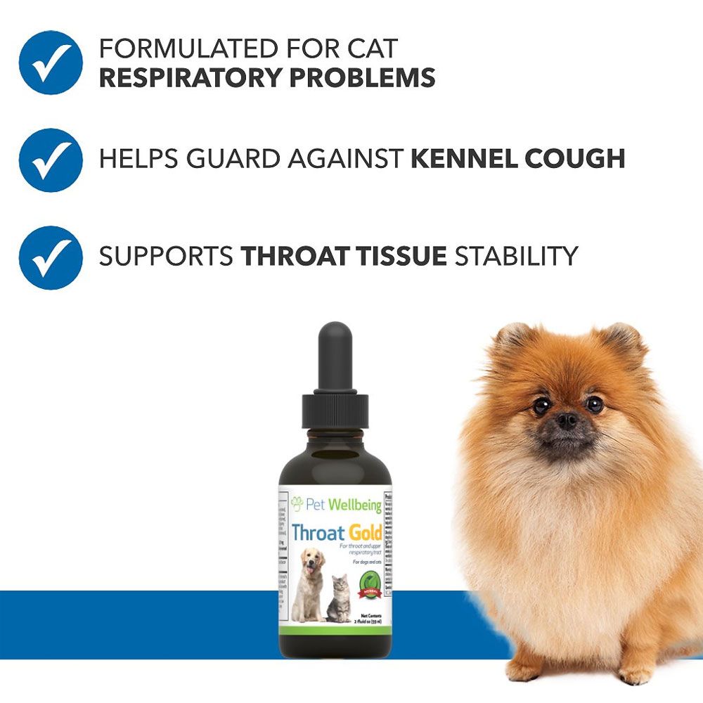 Pet Wellbeing Throat Gold for Dogs & Cats for Upper Respiratory Tract & Throat, 2 fl.oz / 59ml