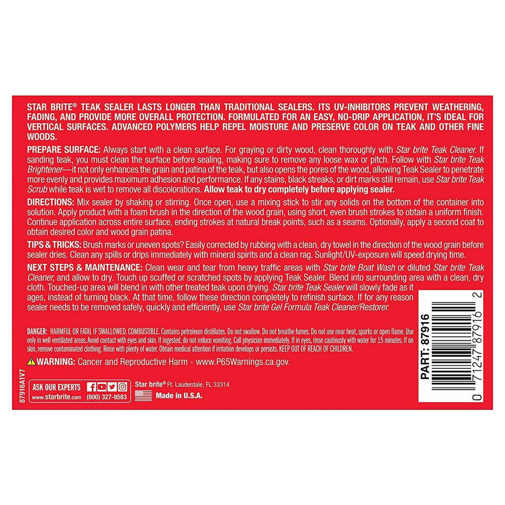 Star Brite Teak Sealer Natural Light Color One Coat Coverage For All - 473ml