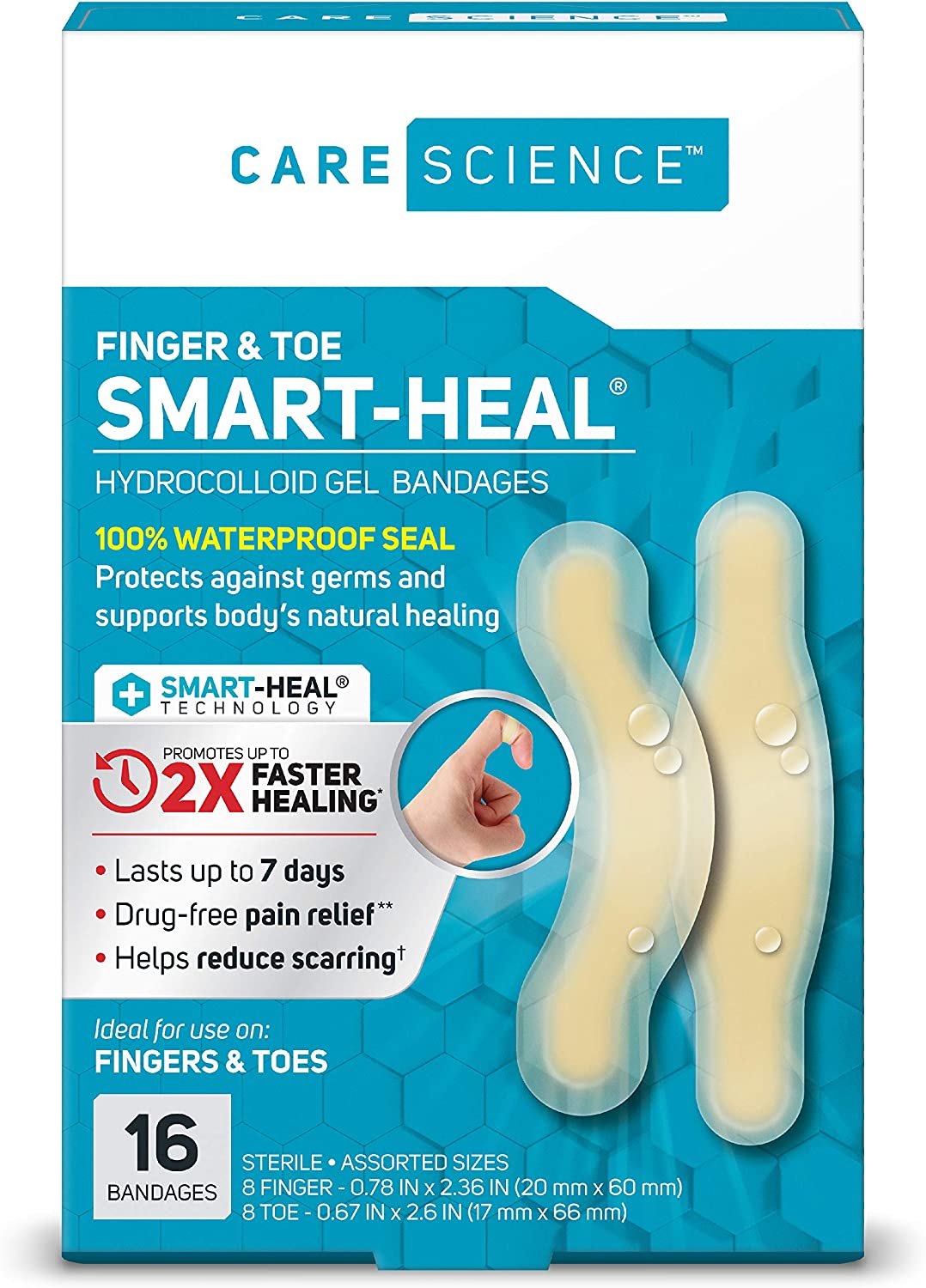 Care Science Finger & Toe Smart-Heal Hydrocolloid Gel 16 Bandages
