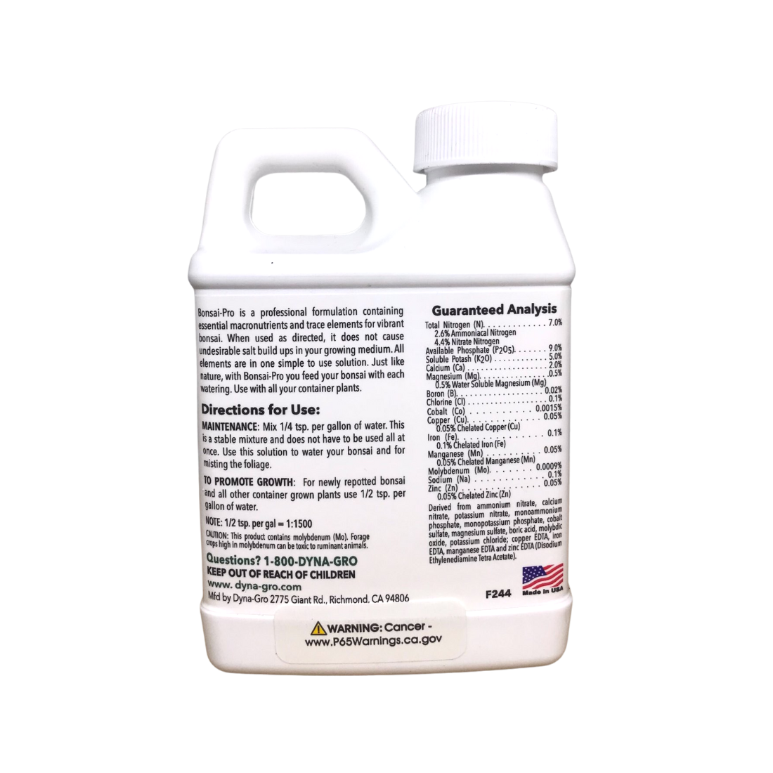 Dyna-Gro Bonsai - Pro Liquid Plant Food Enhance Plant Growth 7-9-5 8 Fl Oz (236.5ml)