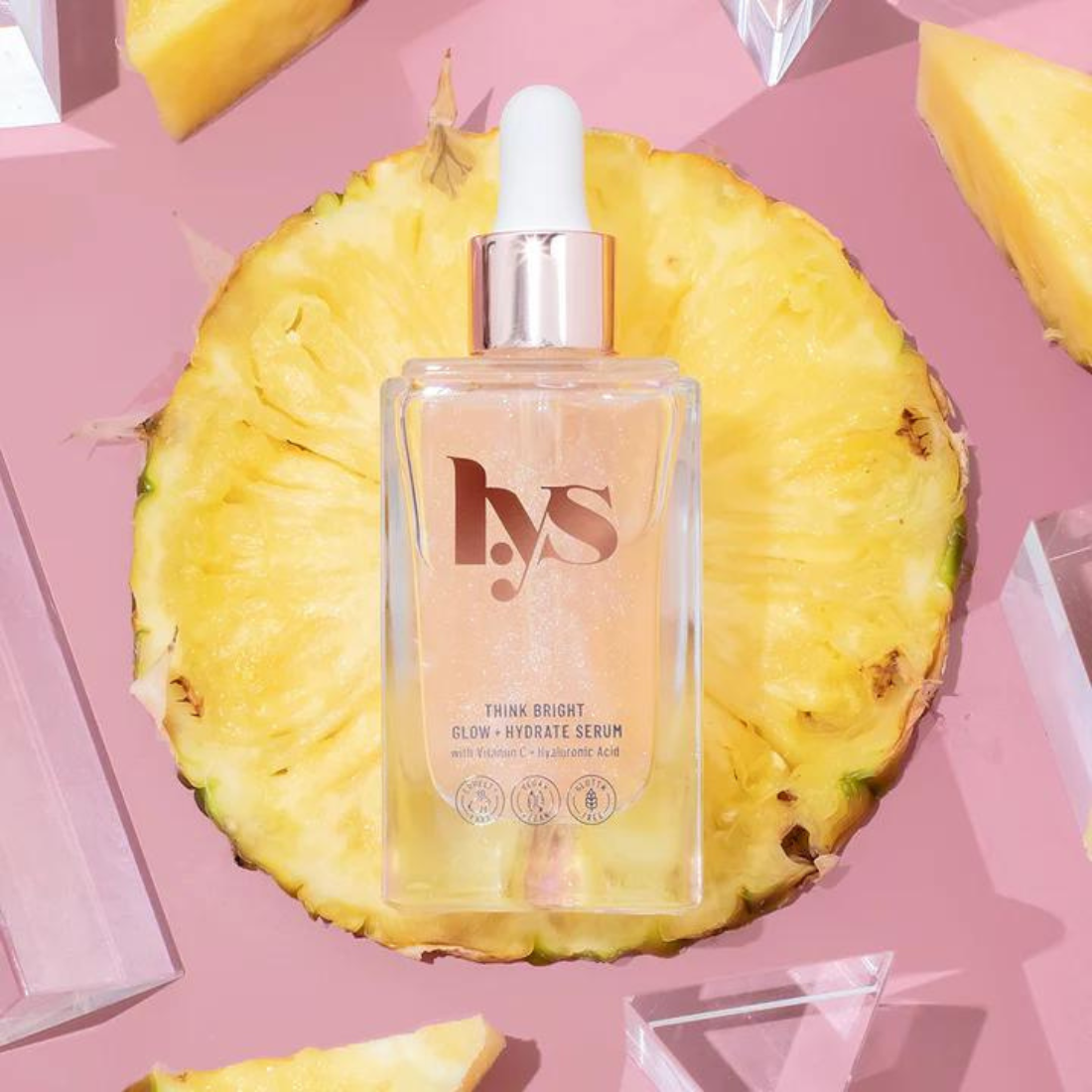 HYS Beauty Think Bright Glow + Hydrate Serum With Vitamin C & Hyaluronic Acid 1 Fl Oz (30ml)