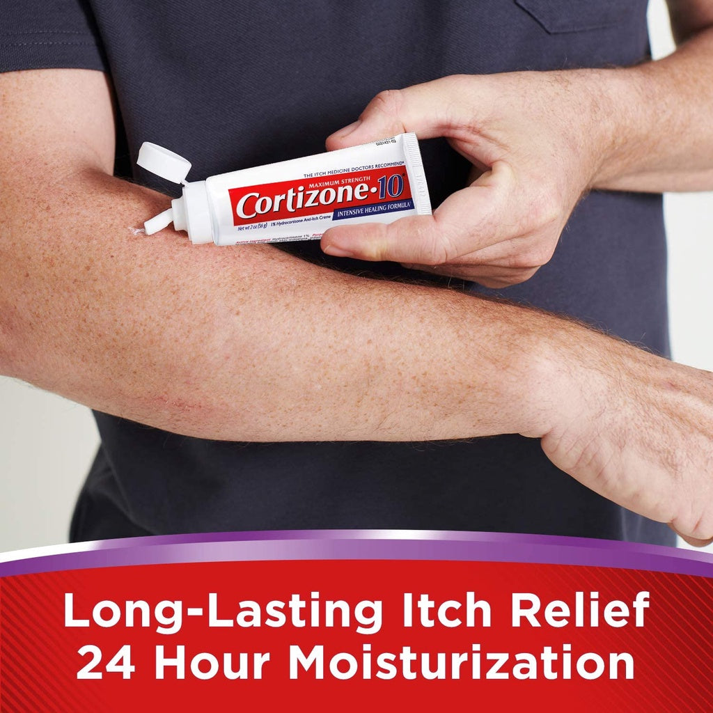 Cortizone 10 Maximum Strength 24HR Moisturizing Itch Relief Intensive Healing Formula, 2 oz. / 56g Anti-Itch Cream PACKAGING MAY VARY