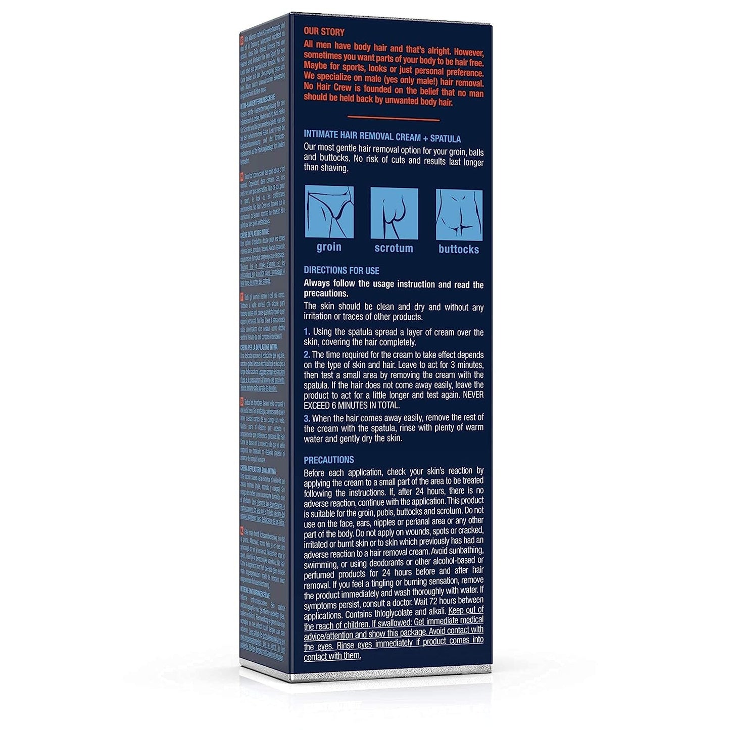 No Hair Crew Intimate Hair Removal Cream Made For Men 100ml / 3.4 fl oz (NO BOX)