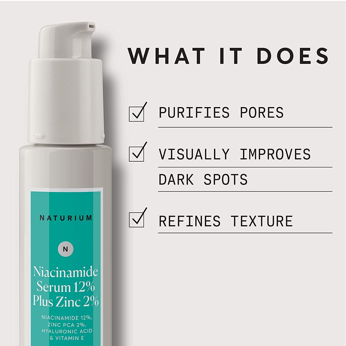 NATURIUM Niacinamide Serum 12% Plus Zinc 2% with Hyaluronic Acid & Vitamin E, 1.0 fl.oz / 30ml