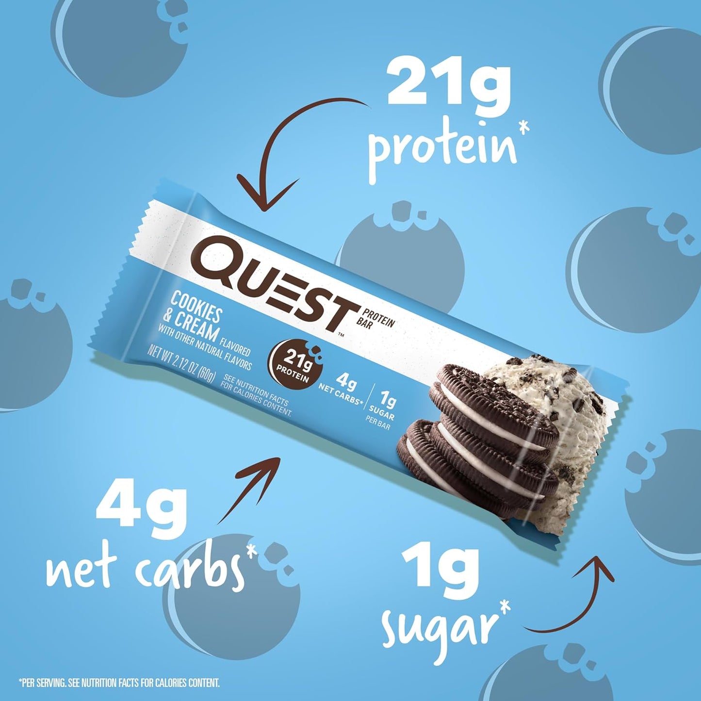 Quest Protein Bar Cookies And Cream Flavor 1PC, 2.12 oz / 60g
