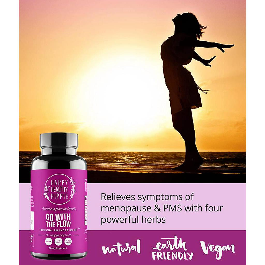 Happy Healthy Hippie Go With The Flow Balance & Relief Menopause Supplement For Women, 60 Capsules