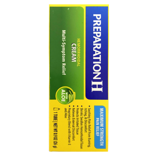 Preparation H Maximum Strength Hemorrhoidal Cream with Aloe, Multi-Symptom Relief, 0.9 oz. / 26g