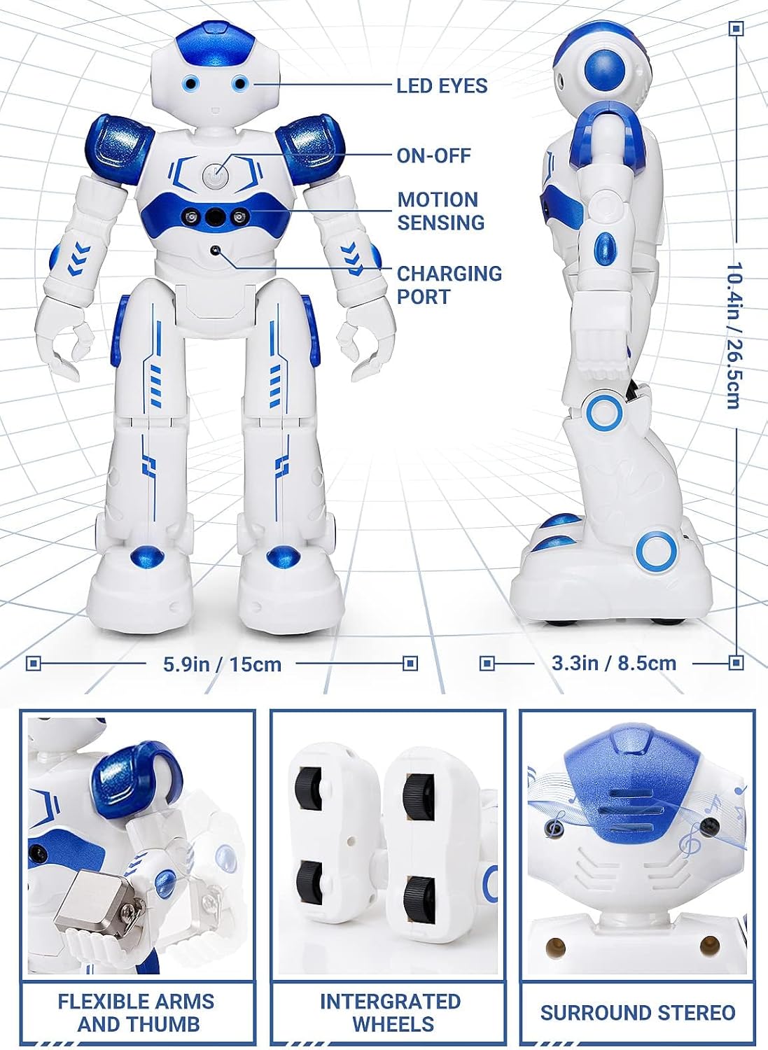 KingsDragon Remote Control Smart Robot Toys For Kids, Gesture & Sensing Programmable