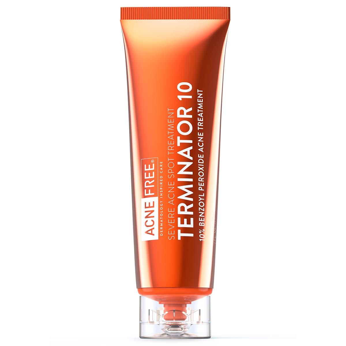 Acne Free Terminator 10 Acne Spot Treatment with Benzoyl Peroxide 10% Maximum Strength Acne Cream Treatment, 1 Ounce