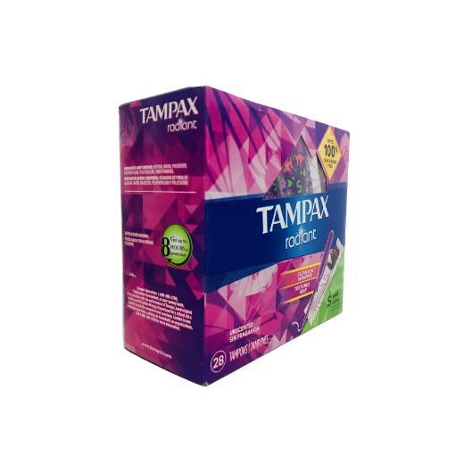 Tampax Radiant Super, Unscented, 28 Tampons