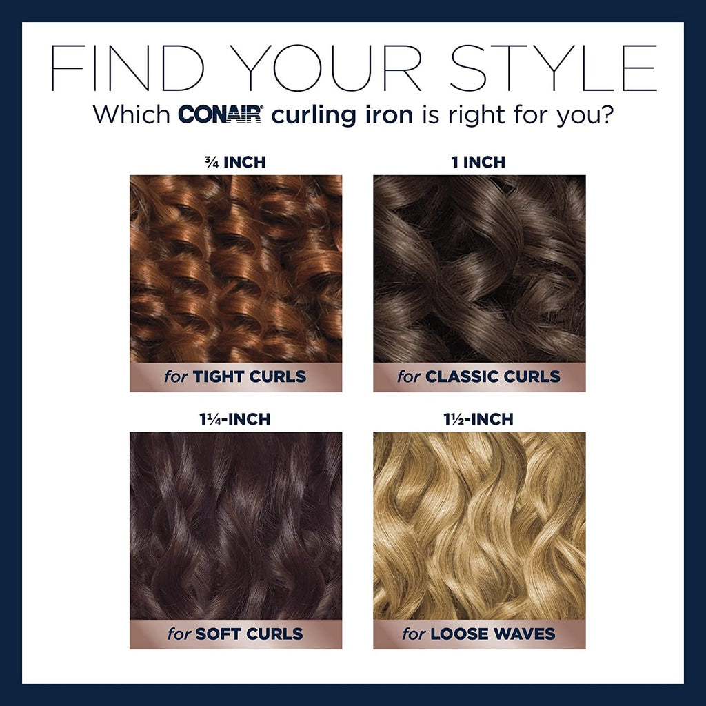 Conair Double Ceramic 1" Curling Iron with Cool Tip for Easy Handling, Dual Voltage, White/Rose Gold