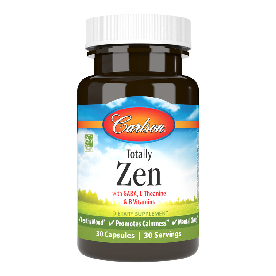 Carlson Totally Zen with GABA, L-Theanine & B Vitamins 30 Capsules Healthy Mood, Promotes Calmness & Mental Clarity