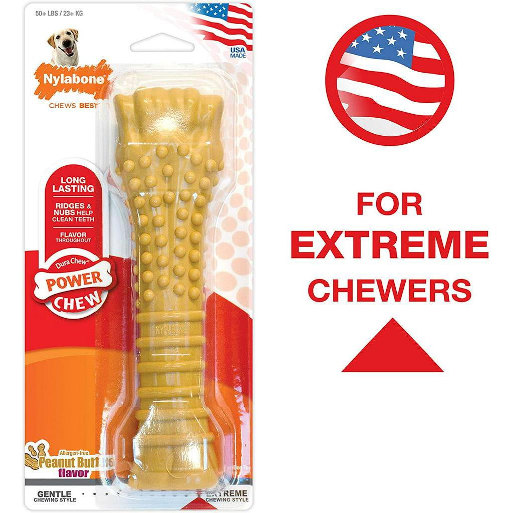 Nylabone X-Large Power Chew Flavored Durable Chew Toy Peanut Butter Flavor for 50+ Lbs. (NPB105P)