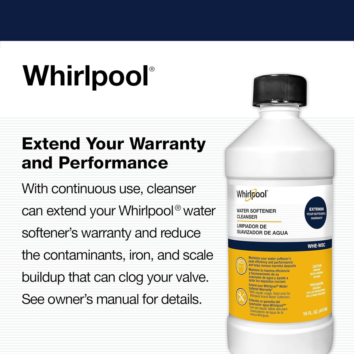 Whirlpool WHE-WSC Water Softener Cleanser, 470 ml / 16 fl oz
