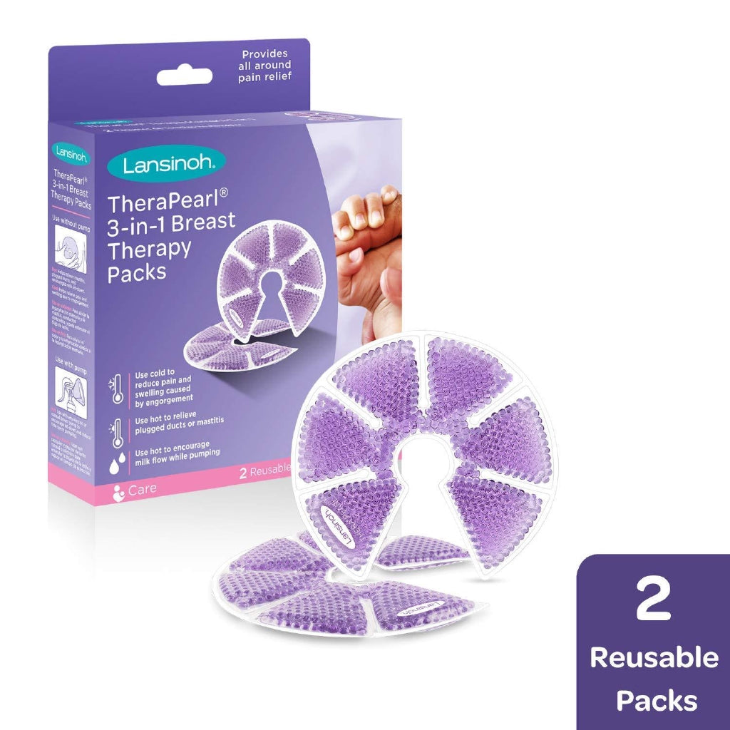 Lansinoh TheraPearl 3-in-1 Hot or Cold Breast Therapy Pack with Cover, 2 Count