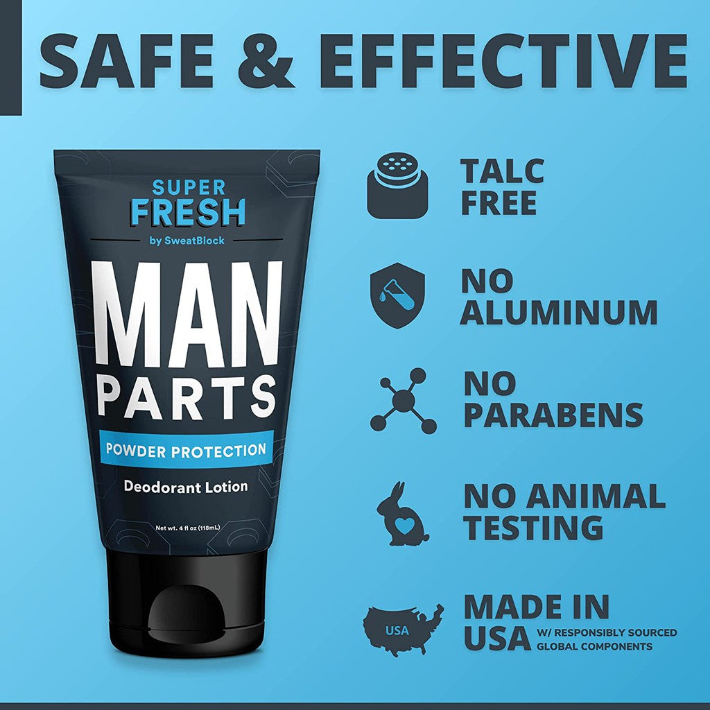 SweatBlock Super Fresh Ball Deodorant Lotion, Powder Protection, 4 fl.oz / 118ml PACKAGING MAY VARY