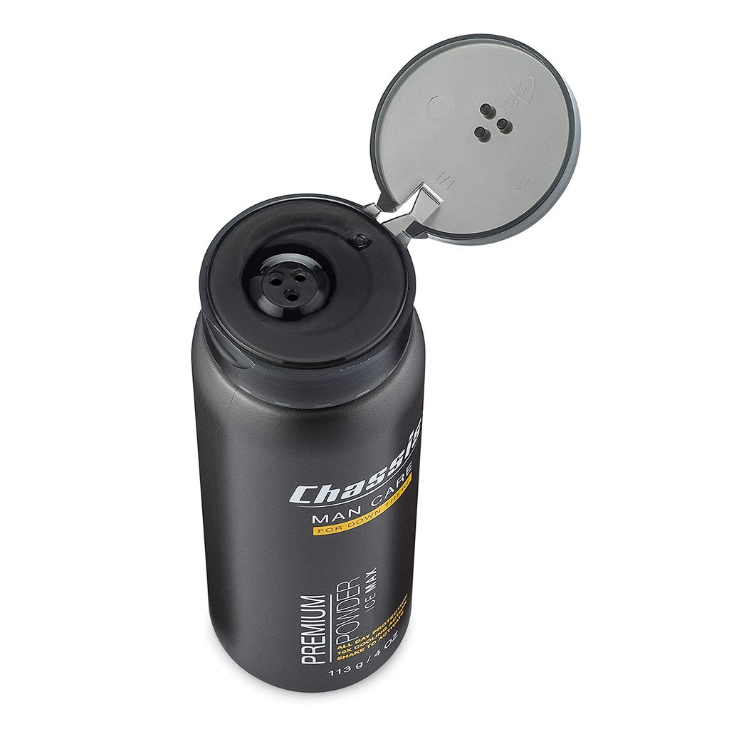Chassis Premium ICE MAX Body Powder for Men, Intense Cooling, 4.4 oz. / 125g