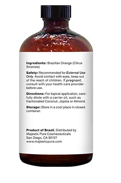 Majestic Pure Brazilian Orange Essential Oil, 100% Pure & Natural Therapeutic Grade, 4 fl.oz / 118ml