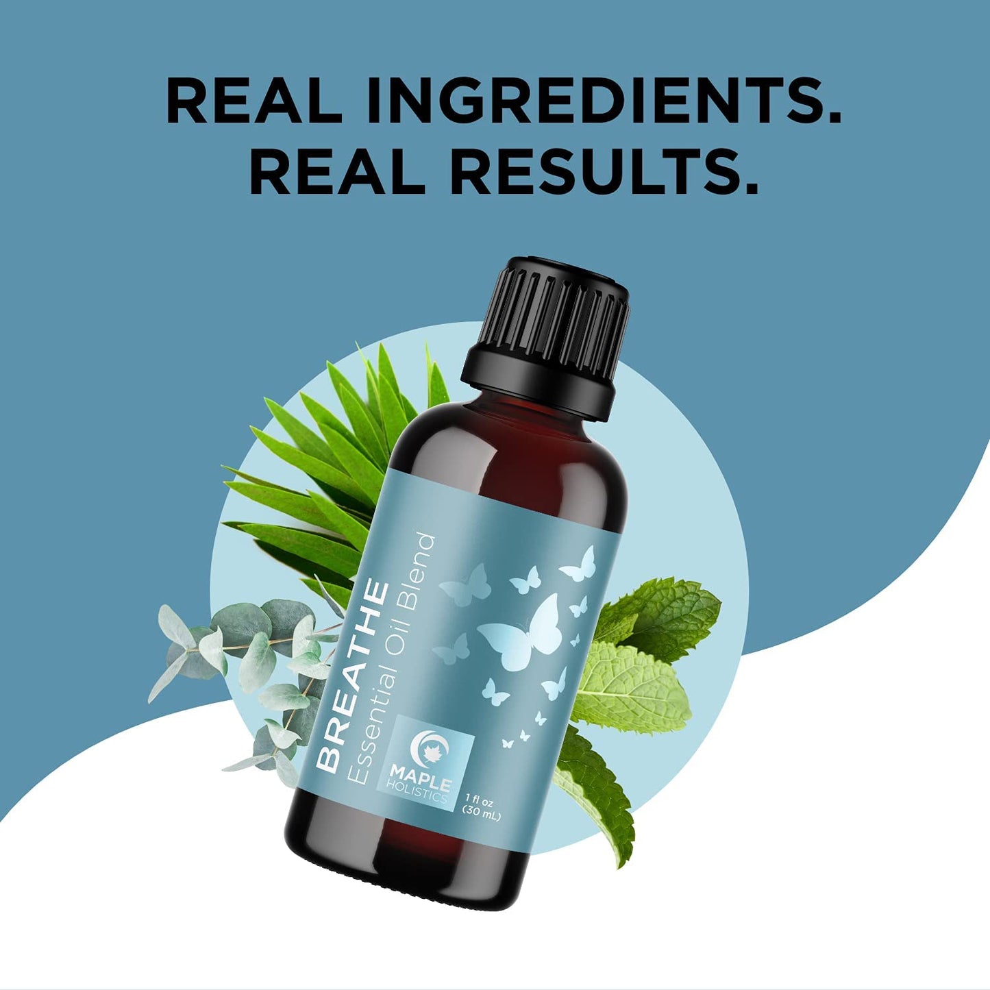 Maple Holistics Breathe Essential Oil Blend with Eucalyptus, Peppermint, Tea Tree and Spearmint Oil for Diffusers, 1 fl.oz / 30 ml