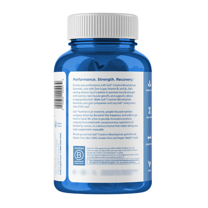 Goli Nutrition Zero Sugar Creatine Monohydrate 5 g, 60 Gummies