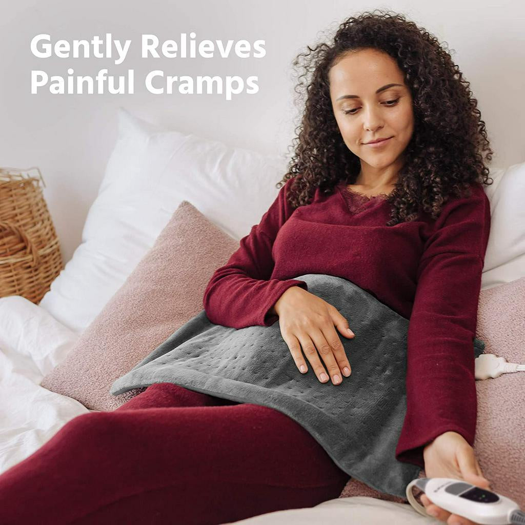 GENIANI Extra Large Electric Heating Pad, Soft Heat Pad for Moist & Dry Therapy (Tabby Gray)