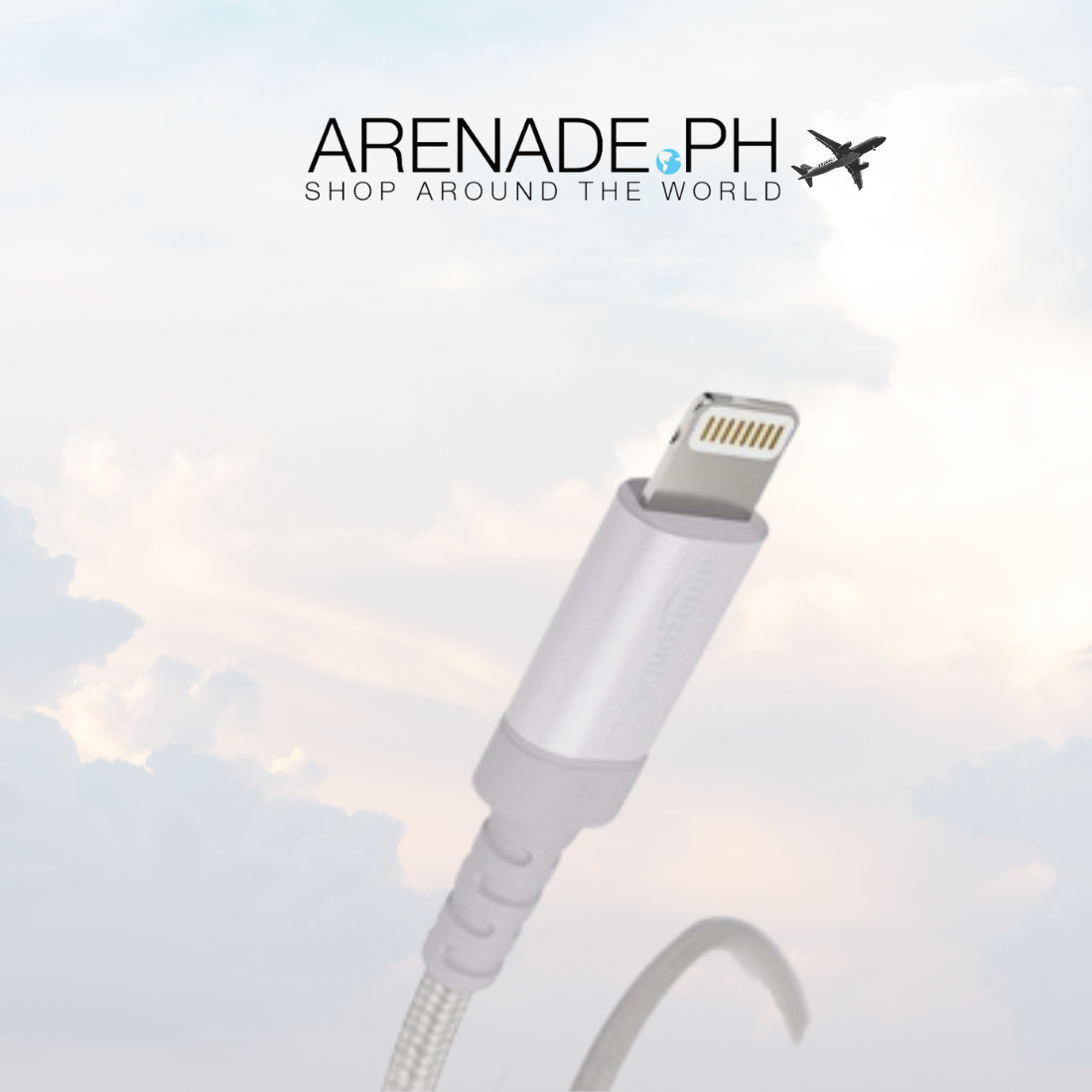 Double Braided Nylon USB Cable with Lightning Connector, Silver, 10ft 3m