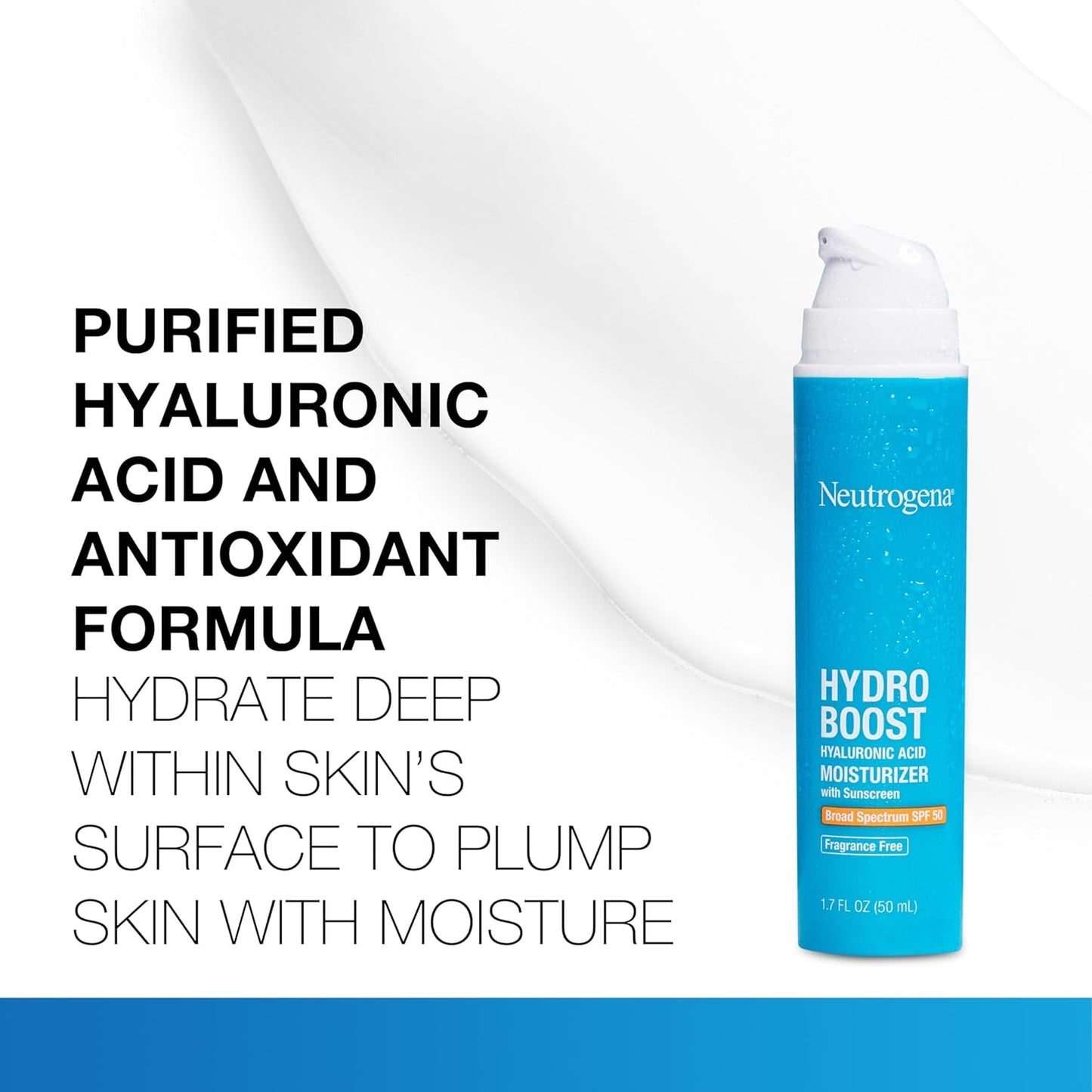 Neutrogena Hydro Boost Hyaluronic Acid Moisturizer with Sunscreen SPF 50, Fragrance-Free (50ml)