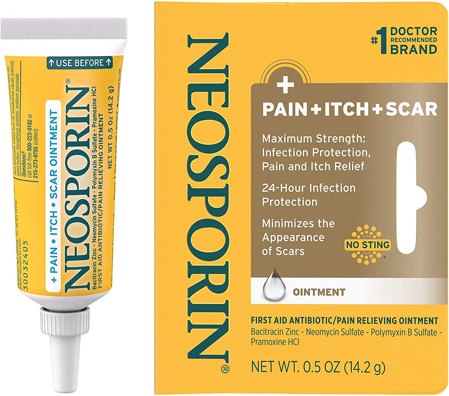 Neosporin Pain, Itch and Scar First Aid/Pain Relieving Ointment, 0.5 oz. / 14.2g