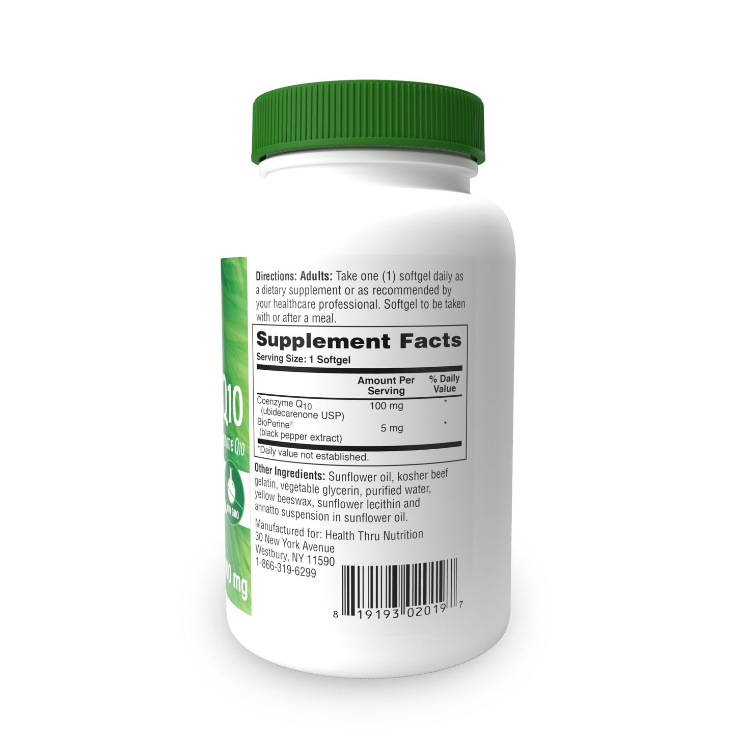 Health Thru Nutrition CoQ10 (w/ BioPerine®) 100mg (NON-GMO) 360 Softgels