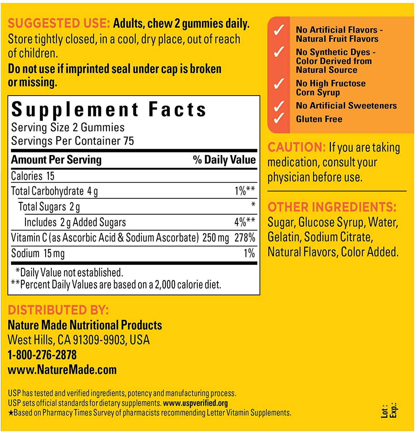 Nature Made Vitamin C 250mg Gummies, 150 ct