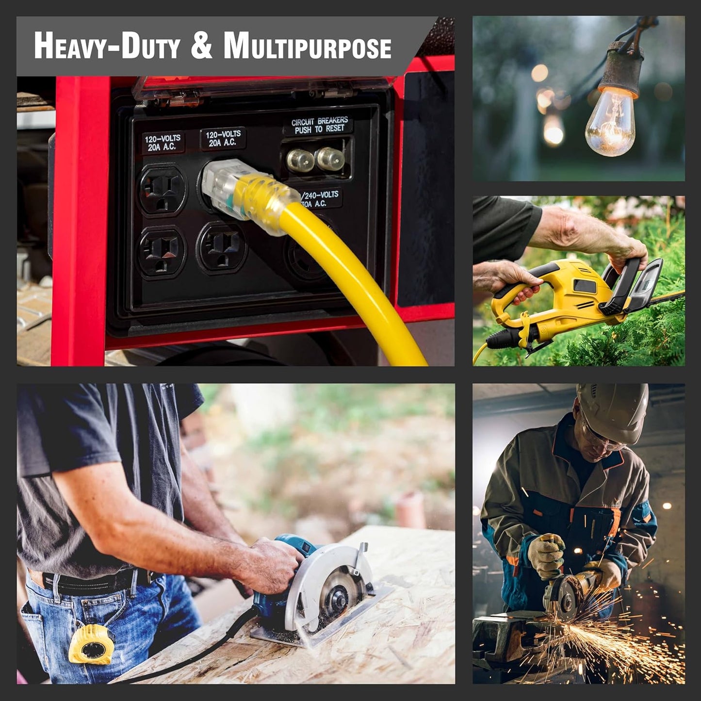 Watt's Wires 12 Gauge Heavy Duty Extension Cord Splitter (2 Ft)