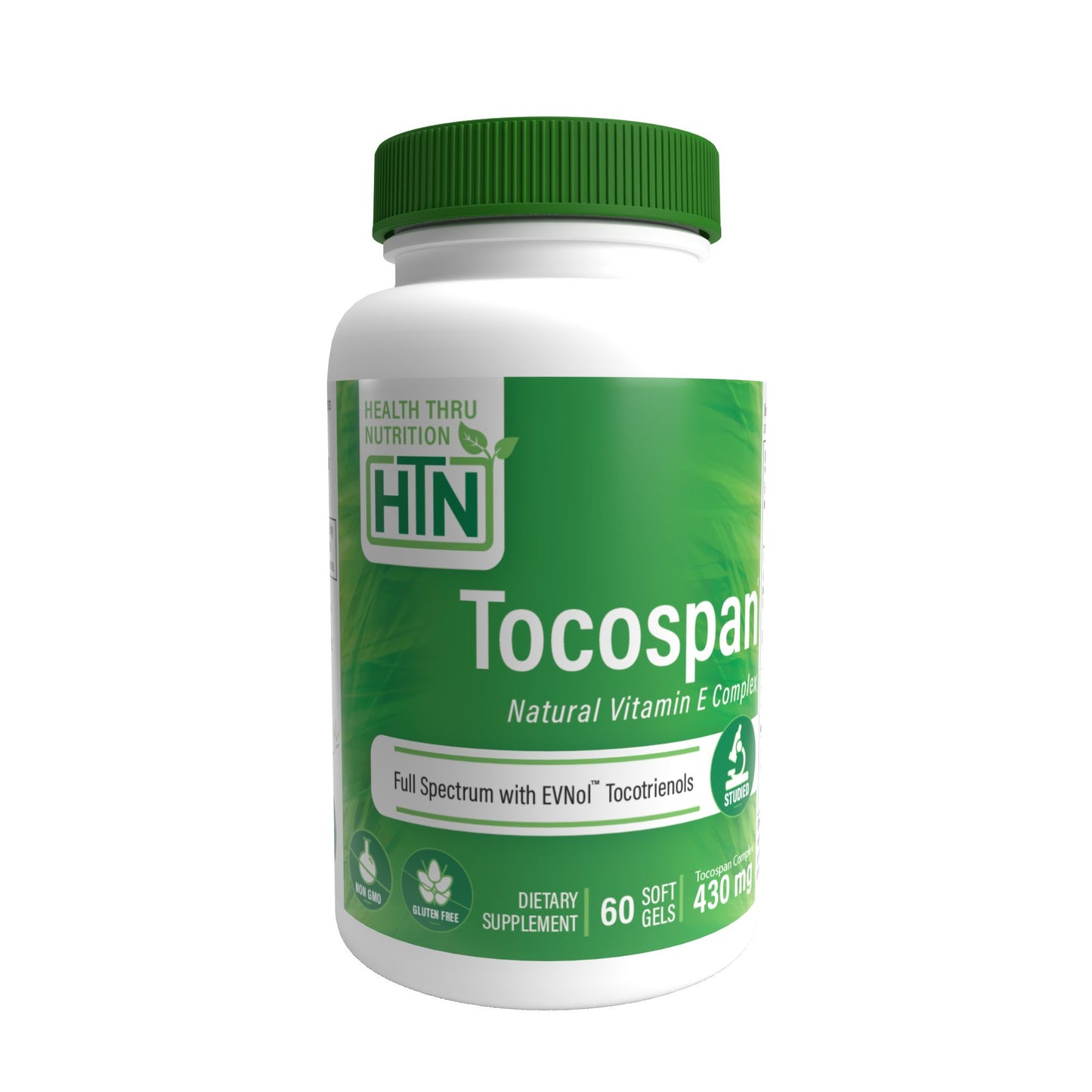 Health Thru Nutrition Tocospan Natural Vitamin E Complex with EVNol Tocotrienols 430mg 60 Softgels