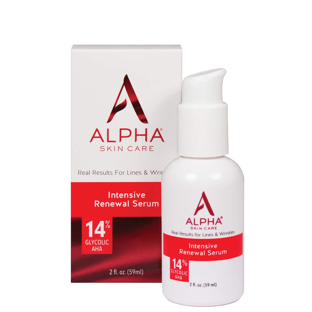 Alpha Skin Care Intensive Renewal Serum 14% Glycolic AHA for Fine Lines & Wrinkles, 2 fl.oz / 59 ml