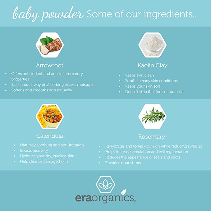 Era Organics Baby Powder Talc-Free Baby Powder for Newborn, Babies and Toddlers 85g