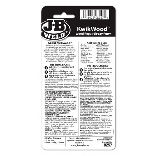 JB Weld KwikWood Wood Repair Epoxy Putty, 1 oz. / 28g (8257)