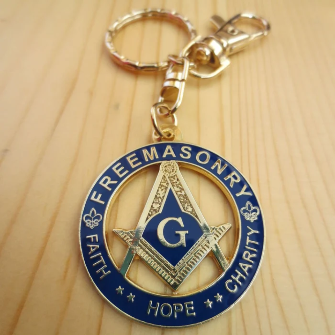 Freemasonry Faith, Hope & Charity Key Chain Blue/Gold