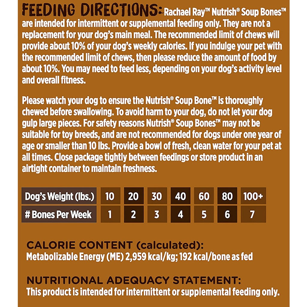 Rachael Ray Nutrish Soup Bones with Real Beef & Barley Long-Lasting Chews For Dogs Net Wt 6.3oz 179g