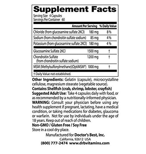 Doctors Best Glucosamine Chondroitin MSM with OptiMSM (240 Capsules)