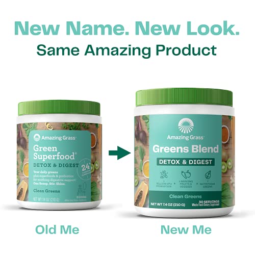 Amazing Grass Green Superfood Detox & Digest, Clean Green, 30 Servings (210 g) (PACKAGING MAY VARY)