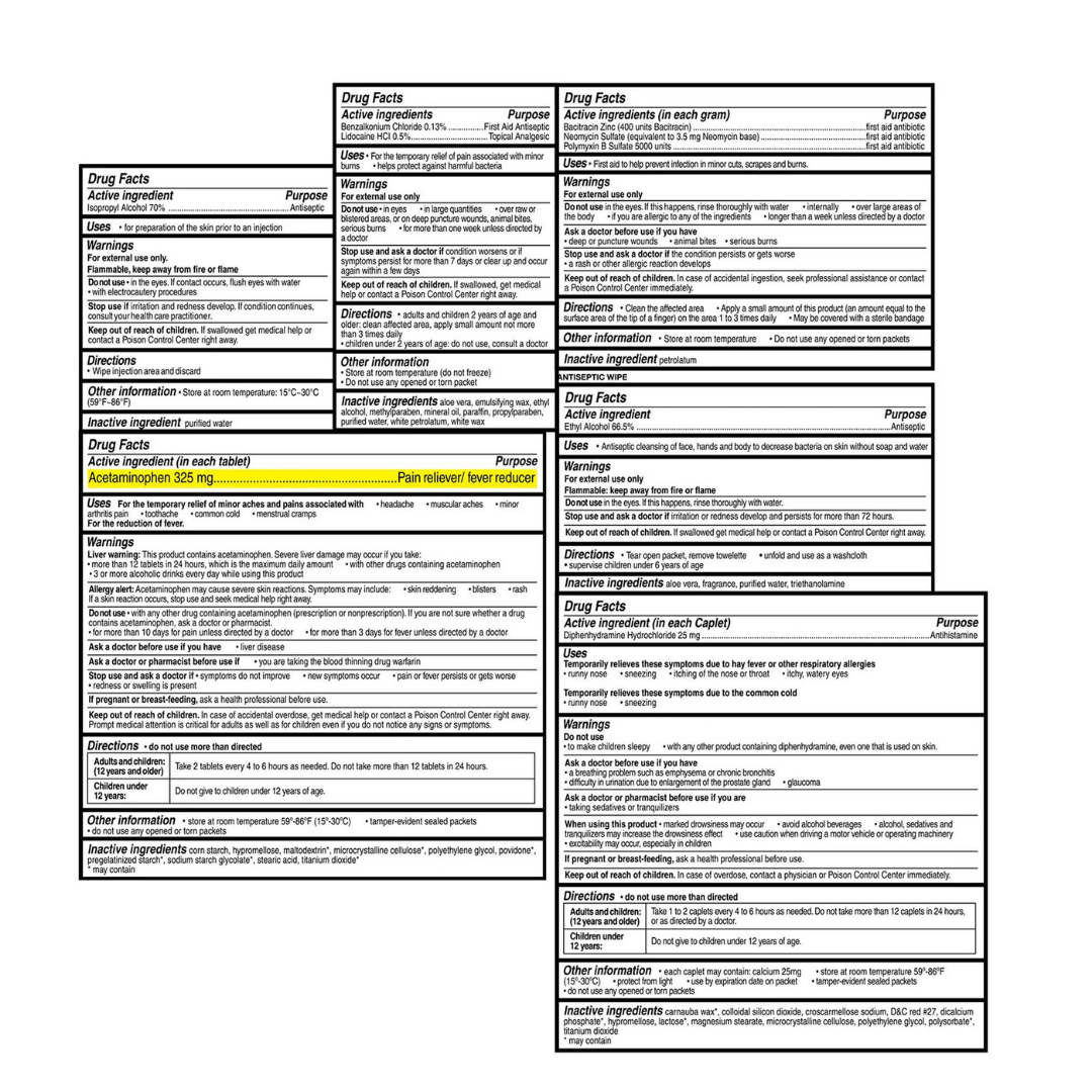 Equate All-Purpose First Aid Kit Antibacterial Bandages 140 Items