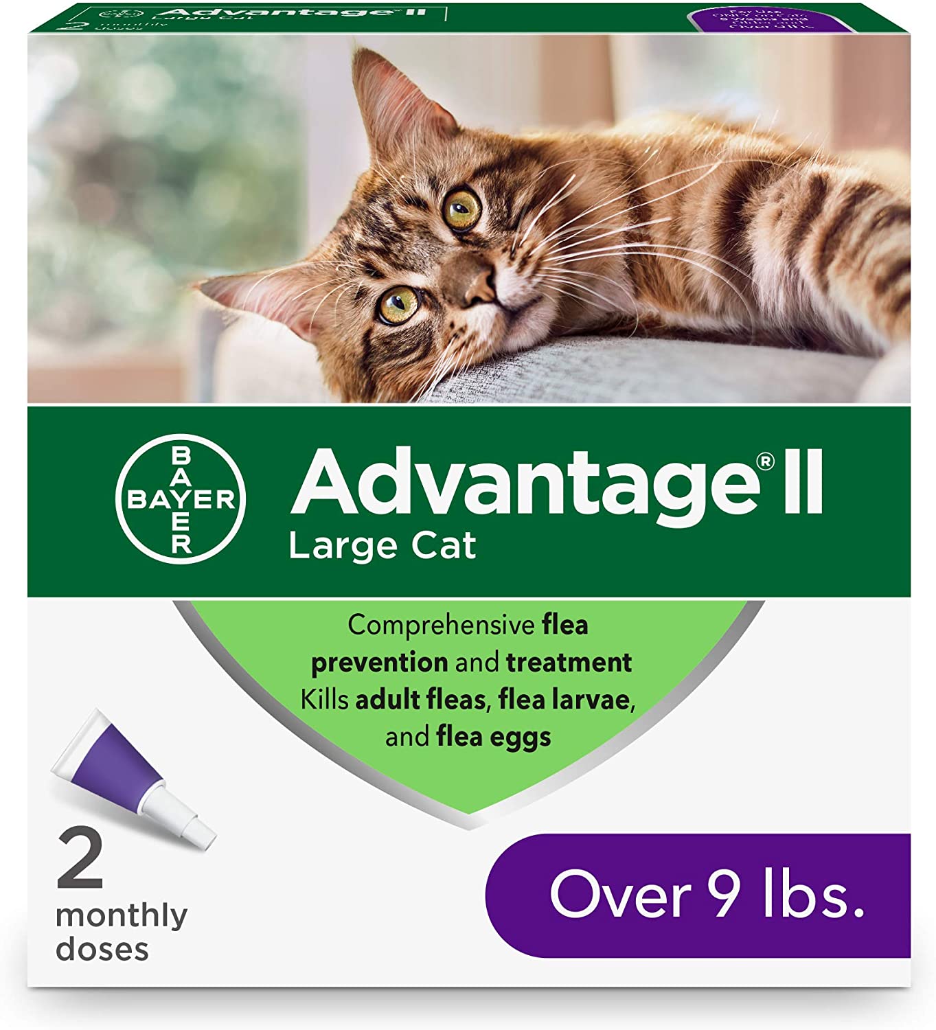 Bayer Advantage II Large Cat For Cat Use Only 8 weeks Old & Above 9lbs & Above 2 Monthly Use