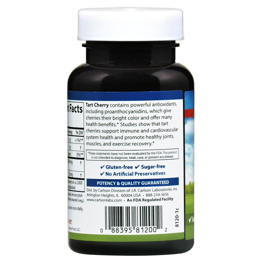 Carlson Tart Cherry 1000 mg 60 Capsules Powerful Antioxidant and Immune Support