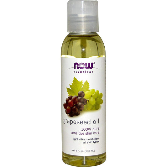 Now Solutions Grapeseed Oil 100% Pure Sensitive Skin Care Light Silky Moisturizer 4 Fl Oz (118ml)