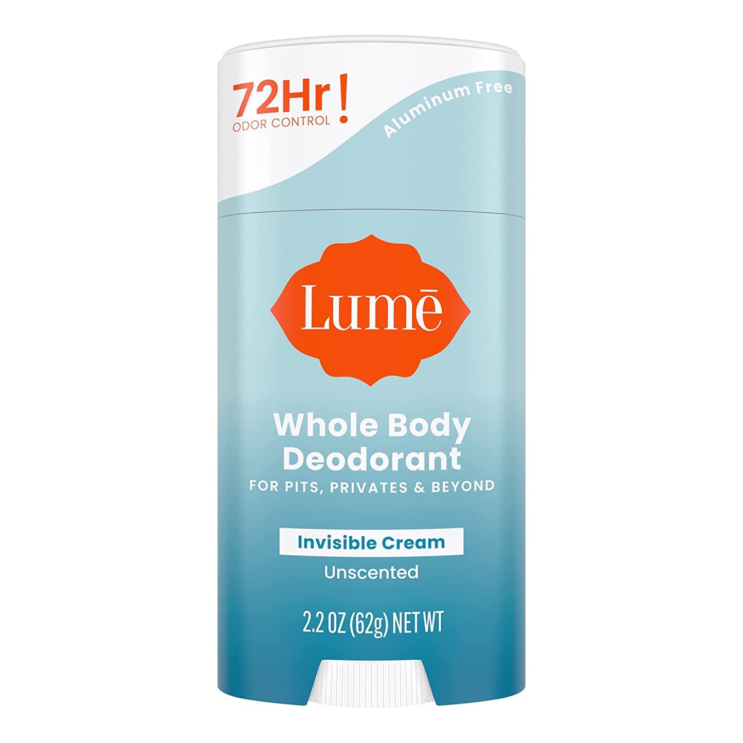 Lume Whole Body Deodorant Invisible Cream Stick 72 Hour Odor Control 2.2 ounce | Unscented
